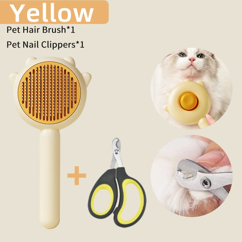 Escova Pet com Botão de Limpeza