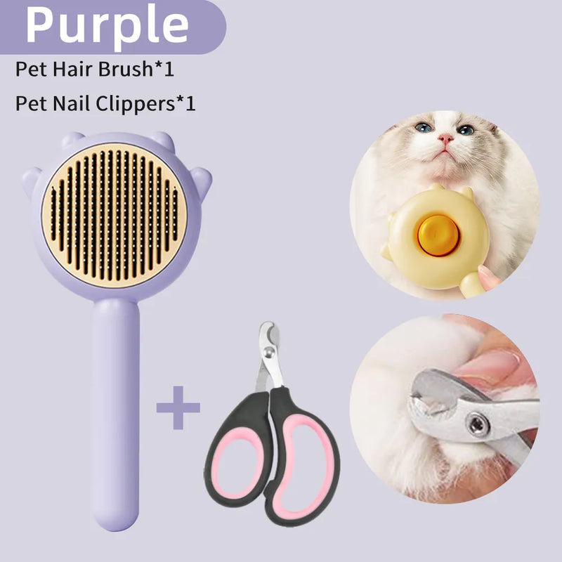 Escova Pet com Botão de Limpeza